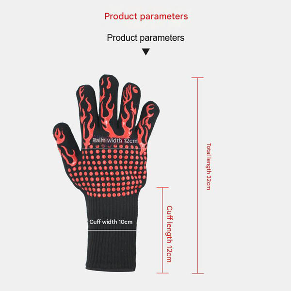 Blue Flame Pattern Extreme Heat Resistant Bbq Gloves 500C Design Oven With Non Slip Silicone Grip Parts & Accessories