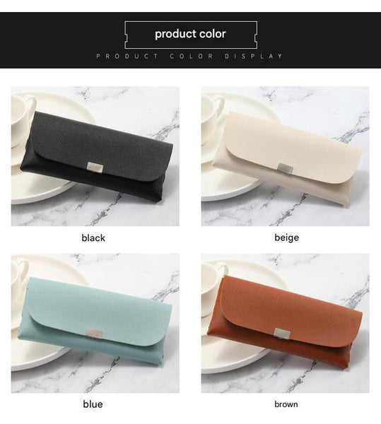 Blue Sleek Pu Leather Eyeglass Pouch Set (3 Pack) Slim Protective Case For Sunglasses Eyeglass Cases & Storage