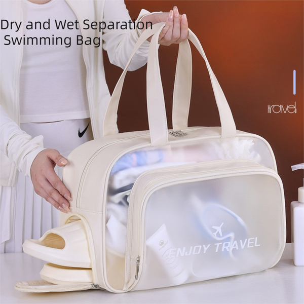 Beige Waterproof Wet Dry Separation Travel Bag Gym Beach Swim Sports Tote With Shoe Compartment (Filming Props Are Not Included) Other Luggage