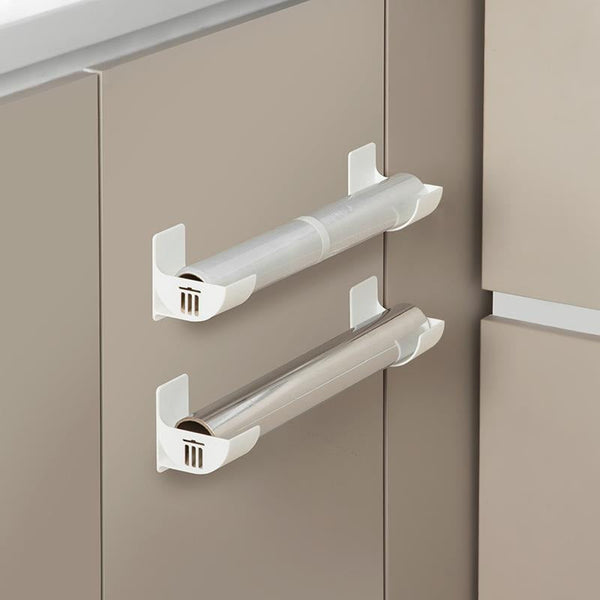 White 10 Pairs Self Adhesive Wall Mount Storage Holders Drill Free Plastic Organiser Racks For Garbage Bags Cling Wrap & Umbrellas Rental Friendly Kit