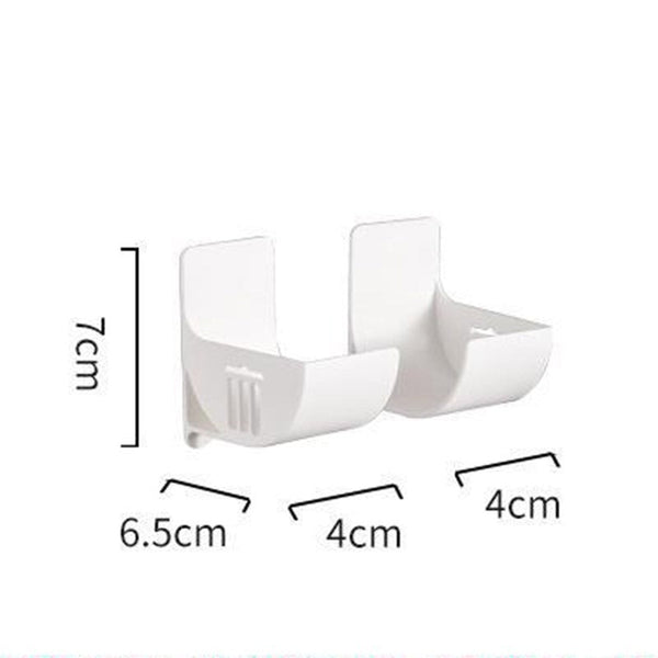 White 10 Pairs Self Adhesive Wall Mount Storage Holders Drill Free Plastic Organiser Racks For Garbage Bags Cling Wrap & Umbrellas Rental Friendly Kit