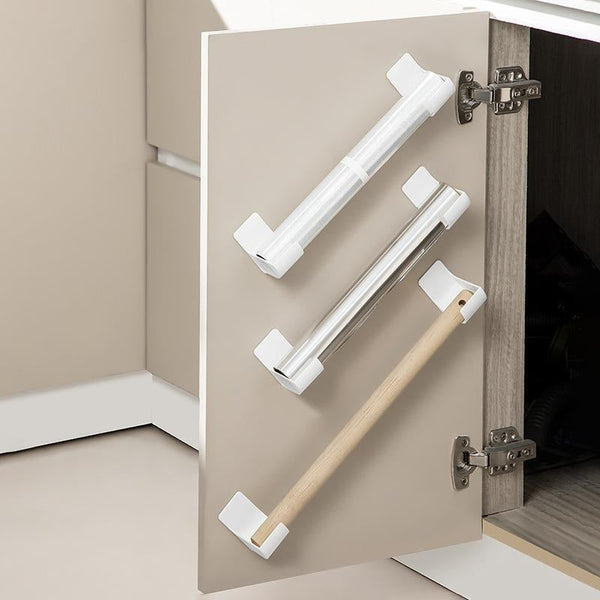 White 10 Pairs Self Adhesive Wall Mount Storage Holders Drill Free Plastic Organiser Racks For Garbage Bags Cling Wrap & Umbrellas Rental Friendly Kit