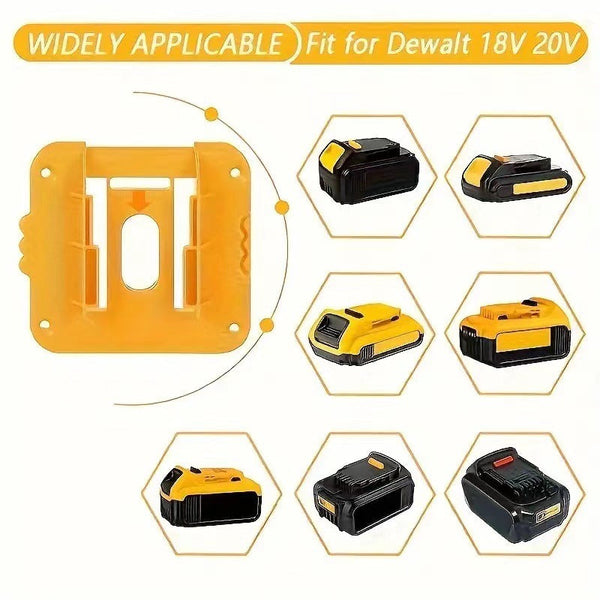 Yellow 5 Pack Battery Mount Holder For Dewalt 18V 20V 60V Lithium Batteries Heavy Duty Abs Wall Storage Rack Workshop Garage Organiser Power Tool Batt