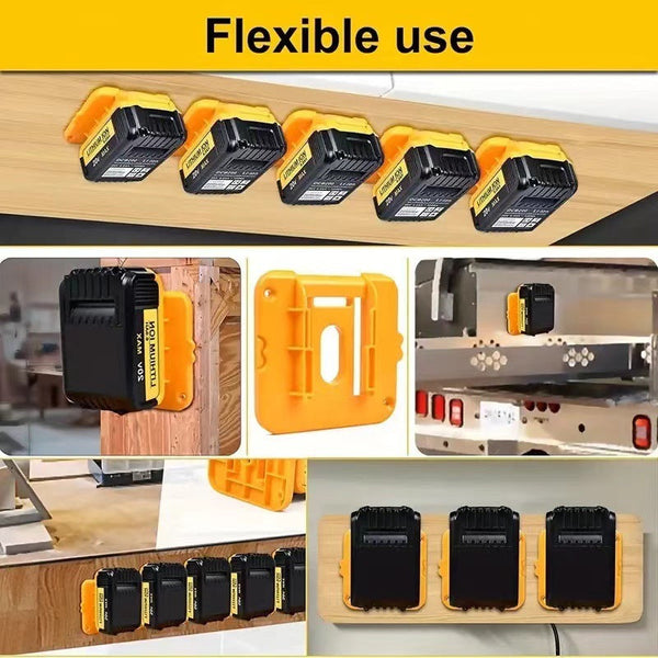 Yellow 5 Pack Battery Mount Holder For Dewalt 18V 20V 60V Lithium Batteries Heavy Duty Abs Wall Storage Rack Workshop Garage Organiser Power Tool Batt