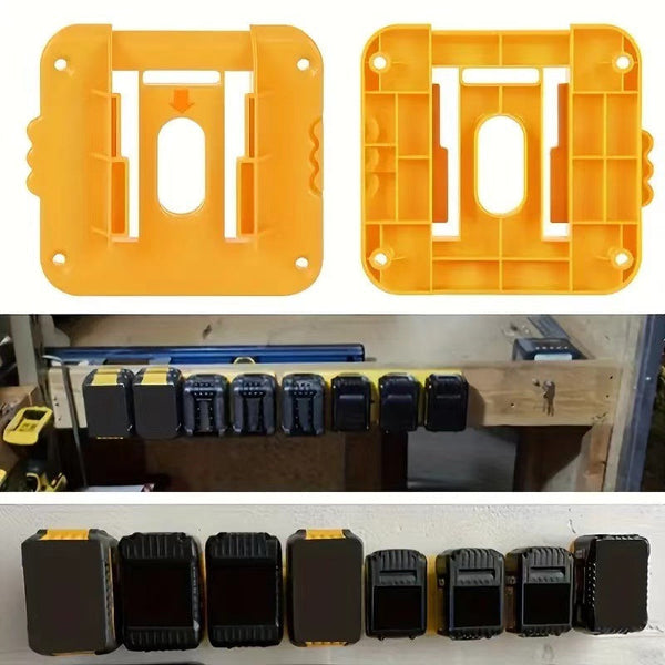 Yellow 5 Pack Battery Mount Holder For Dewalt 18V 20V 60V Lithium Batteries Heavy Duty Abs Wall Storage Rack Workshop Garage Organiser Power Tool Batt