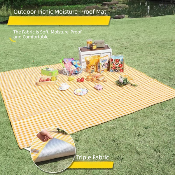 Yellow Lightweight Thickened Picnic Mat Waterproof Outdoor Camping Ground Sheet For Hiking Parks And Picnics(1.5*2M) Picnic Rugs