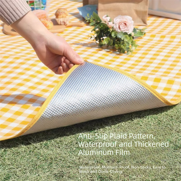 Yellow Lightweight Thickened Picnic Mat Waterproof Outdoor Camping Ground Sheet For Hiking Parks And Picnics(1.5*2M) Picnic Rugs