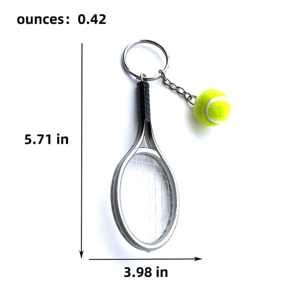 Pink Simulation Tennis Racket Keychain Mini And Ball Pendant 3 Pack Keyrings