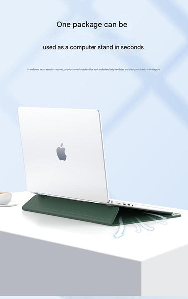 3 In 1 Pu Leather Laptop Sleeve With Stand & Mouse Pad + Accessory Pouch(Black) Laptop Cases & Bags