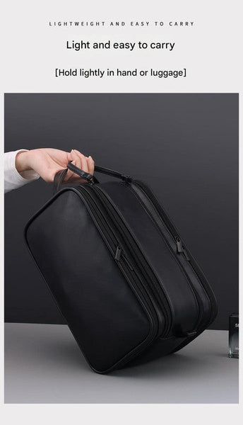 Large Capacity Pu Leather Toiletry Bag Multi Compartment Dopp Kit & Cosmetic Organizer(Tan) Makeup Bags & Cases
