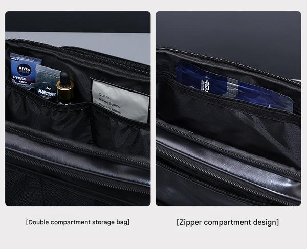 Large Capacity Pu Leather Toiletry Bag Multi Compartment Dopp Kit & Cosmetic Organizer(Tan) Makeup Bags & Cases