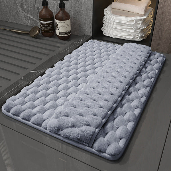 Luxury Plush Memory Foam Bath Mat With Foot Drying Panel Super Absorbent & Non Slip Bathroom Rug(Checkered Gray) Bath Mats Rugs & Toilet Covers