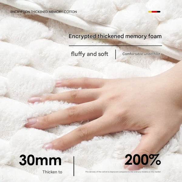 Luxury Plush Memory Foam Bath Mat With Foot Drying Panel Super Absorbent & Non Slip Bathroom Rug(Coral Beige) Bath Mats Rugs & Toilet Covers