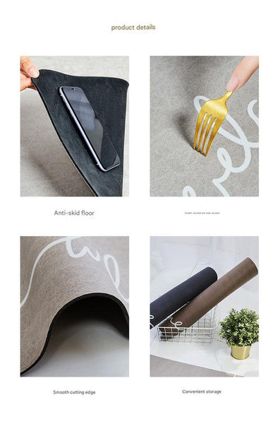 Super Absorbent Quick Dry Diatomite Bath Mat Non Slip Suede Finish Bathroom Floor (Letter Navy Blue) Bath Mats Rugs & Toilet Covers