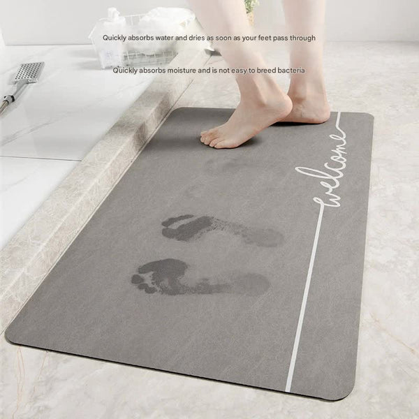 Super Absorbent Quick Dry Diatomite Bath Mat Non Slip Suede Finish Bathroom Floor (Feather Gray) Bath Mats Rugs & Toilet Covers