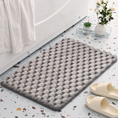 Plush Cobblestone Memory Foam Bath Mat Super Absorbent Non Slip & Machine Washable(Gray 50*80Cm) Bath Mats Rugs & Toilet Covers