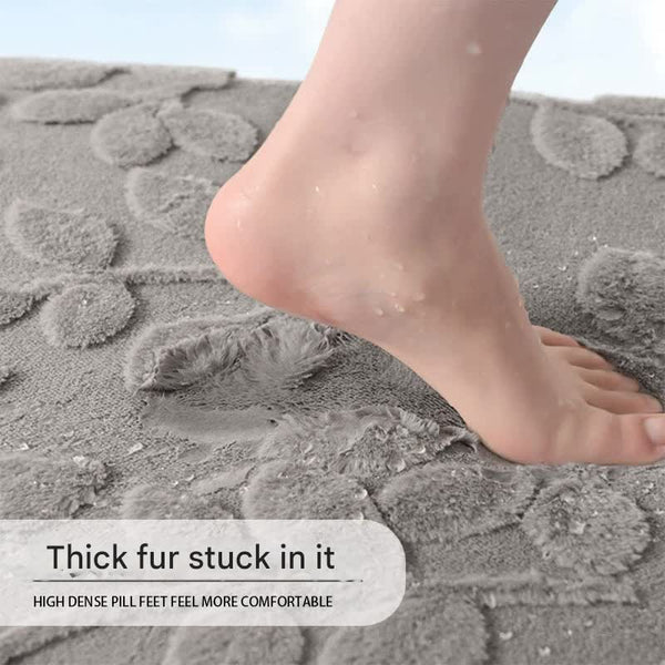 Plush Embossed Leaf Bath Mat Ultra Soft Absorbent & Non Slip Bathroom Rug White 50 X 80Cm Bath Mats Rugs & Toilet Covers