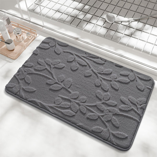 Plush Embossed Leaf Bath Mat Ultra Soft Absorbent & Non Slip Bathroom Rug Dark Gray 50*80Cm Bath Mats Rugs & Toilet Covers