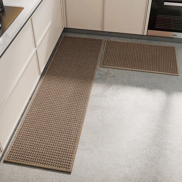 Absorbent & Dirt Resistant Woven Kitchen Mat Non Slip Runner Rug For Home(Interlocking Brown) Kitchen Bench Mats