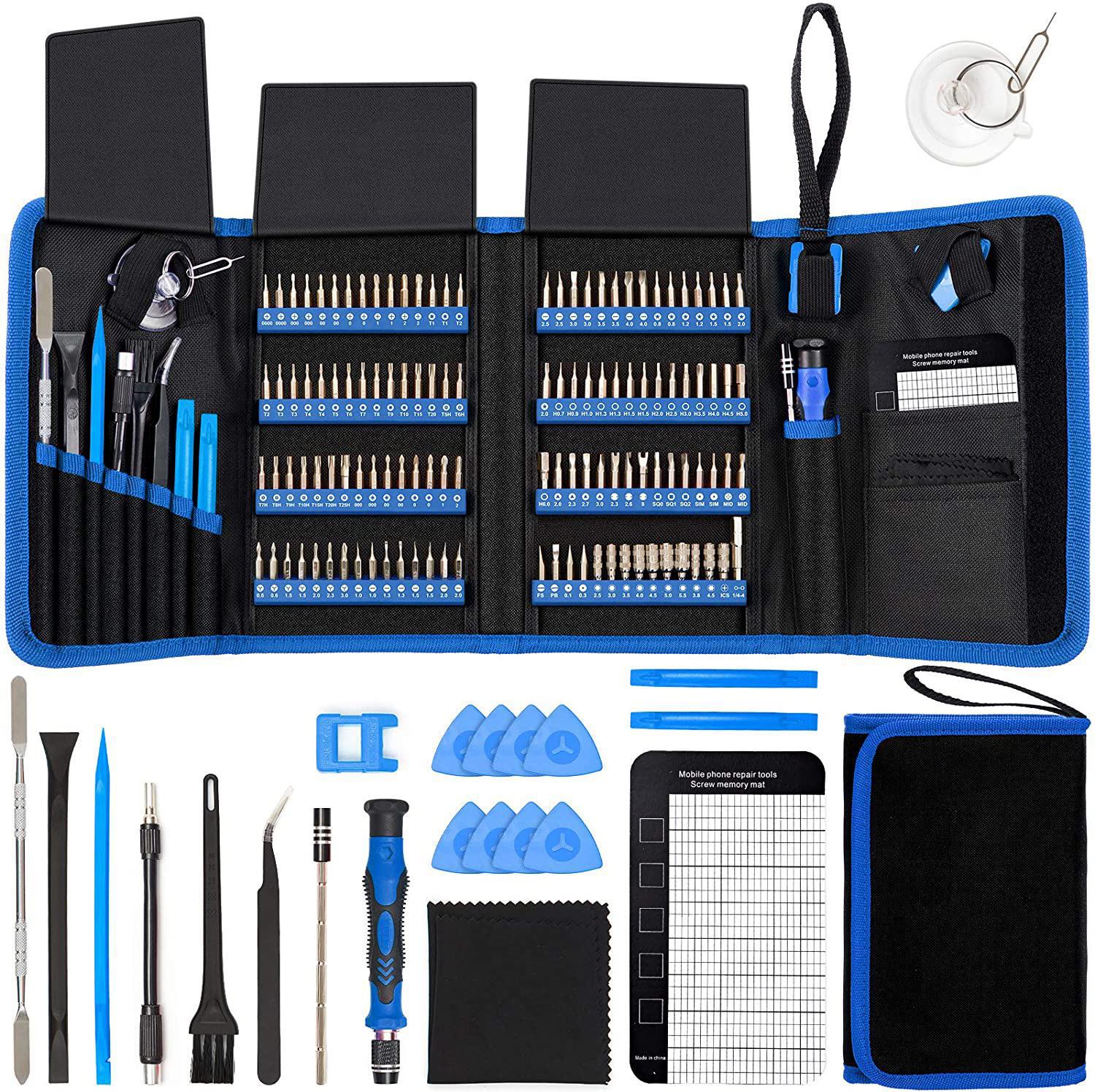 Professional 142 In Precision Screwdriver Repair Tool Kit Portable Oxford Bag(Blue) Tool Bags Belts & Pouches