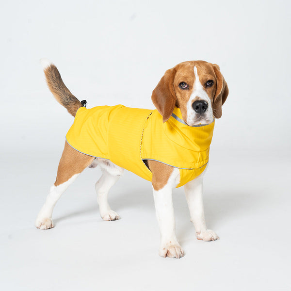 Yellow All Season Pet Raincoat Waterproof & Dustproof High Collar Dog Windbreaker For Spring Dog Clothing & Shoes