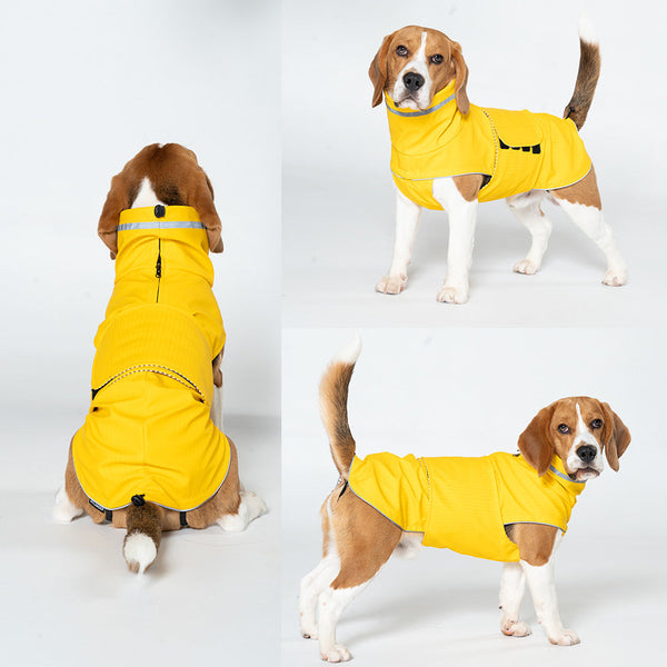 Yellow All Season Pet Raincoat Waterproof & Dustproof High Collar Dog Windbreaker For Spring Dog Clothing & Shoes