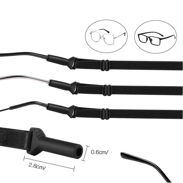 10 Pack Sport Eyewear Retainer Straps Black Anti Slip Glasses Cord 210Mm Stretches To 320Mm Eyeglass Frames