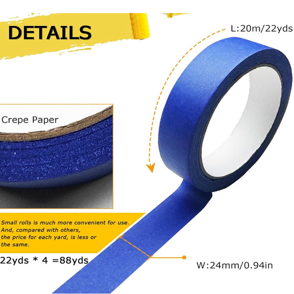 (10 Pack) Professional Blue Painter's Tape 14 Day Clean Removal Uv Resistant For Crisp Lines Painting Drop Cloths