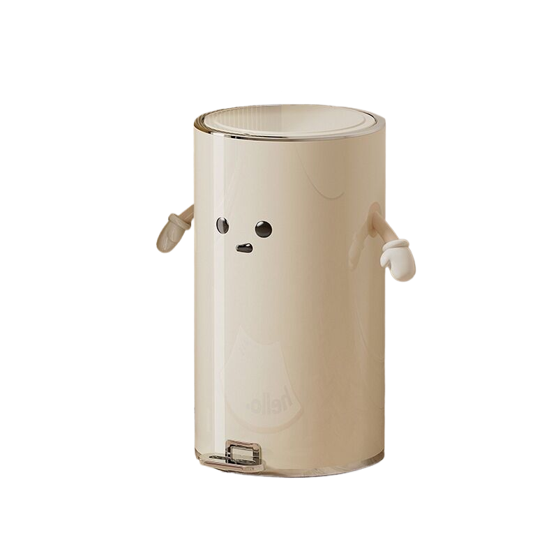 Elosung Round Trash Can Silver Plated 20L Hands + Eyes (Large Size) Rubbish Bins