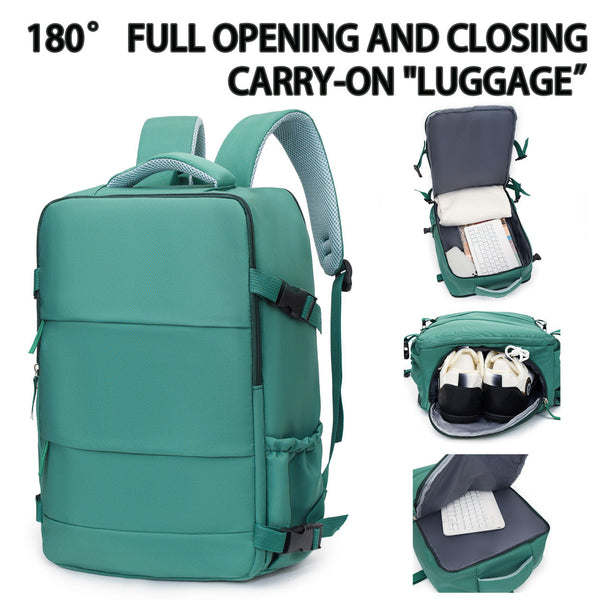 White 25L Travel Laptop Backpack With Shoe Compartment 180 Degree Opening Carry On Rucksack Fits 14 Inch Ideal For Business And Weekends Backpacks