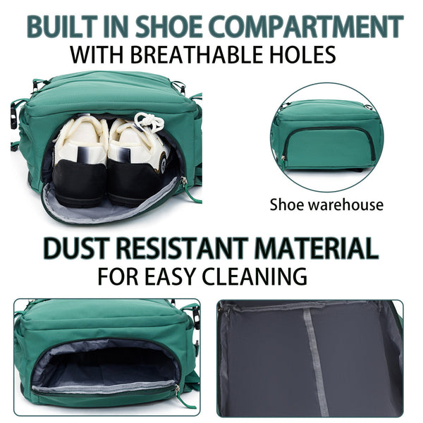 White 25L Travel Laptop Backpack With Shoe Compartment 180 Degree Opening Carry On Rucksack Fits 14 Inch Ideal For Business And Weekends Backpacks