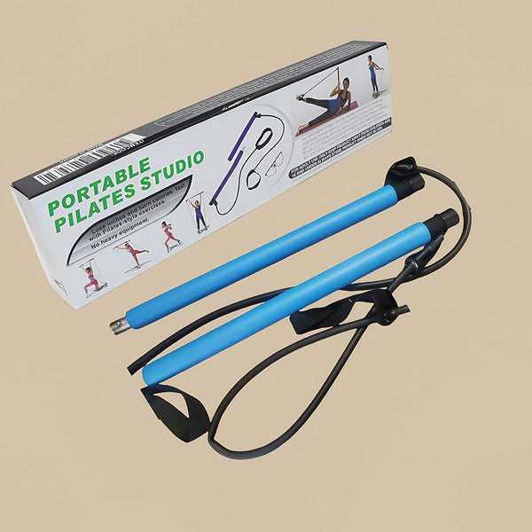 Blue Pilates Bar Kit With Resistance Bands Detachable Toning Stick For Home Gym Yoga & Stretching Durable Metal Core Resistance Trainers