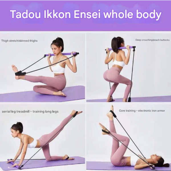 Blue Pilates Bar Kit With Resistance Bands Detachable Toning Stick For Home Gym Yoga & Stretching Durable Metal Core Resistance Trainers