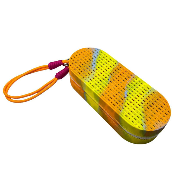 Yellow Orange Breathable Silicone Swim Case Shockproof Sunglasses Protector Box Portable Large Capacity Storage Pouch With Hanging Strap For Swimming