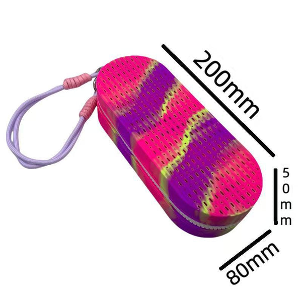 Yellow Orange Breathable Silicone Swim Case Shockproof Sunglasses Protector Box Portable Large Capacity Storage Pouch With Hanging Strap For Swimming