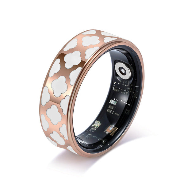 11# Striped Gold Smart Health Ring Tracker With Wireless Charging Case Titanium Steel Fitness Wearable For Heart Rate Sleep & Blood Oxygen Monitoring