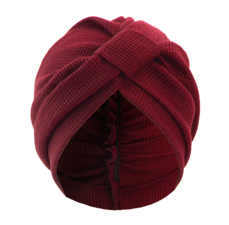 Wine Red 3 Pack Women's Cotton Waffle Knit Turban Headwrap Thickened Indian Style Beanie Cap Fits All For Australian Daily Wear Hats