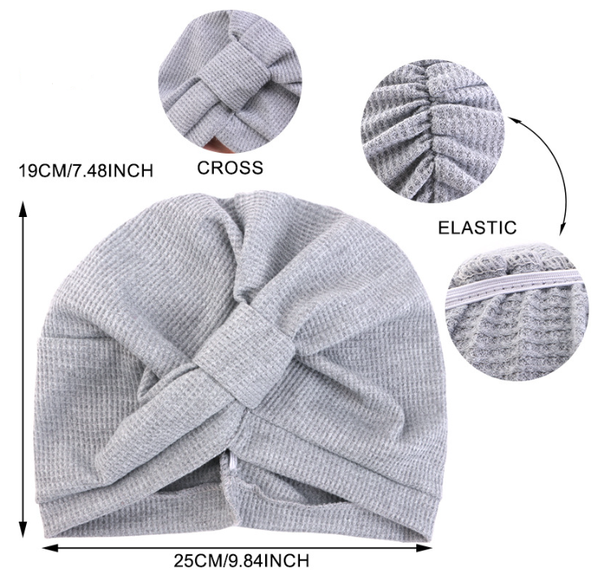 Wine Red 3 Pack Women's Cotton Waffle Knit Turban Headwrap Thickened Indian Style Beanie Cap Fits All For Australian Daily Wear Hats
