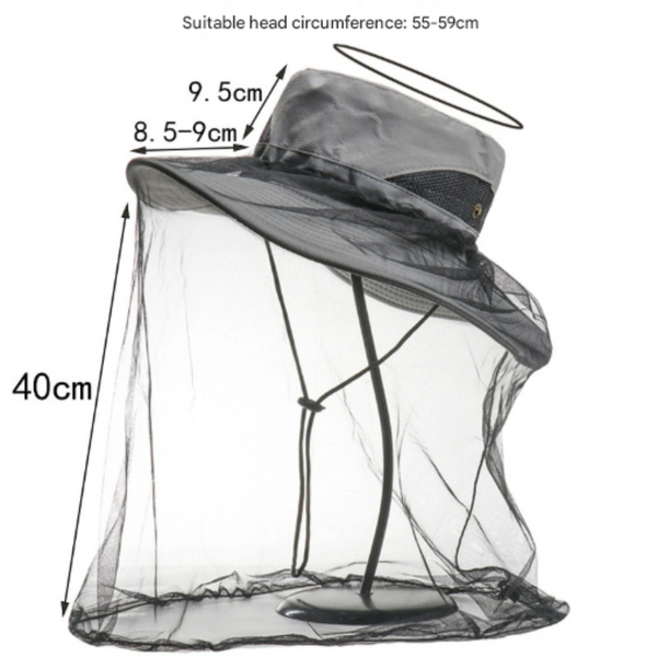 Khaki Outdoor Mosquito Head Net Hat With 40Cm Mesh Shield Wide Brim Sun Protection Bucket For Fishing And Hiking Quick Dry Breathable Cap Hats