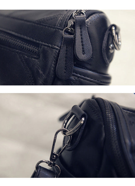 Women's Black Studded Handbag Soft Pu Leather Crossbody Shoulder Bag With Rivets Trendy Box Purse 22Cm For Travel Party Women's Bags & Handbags