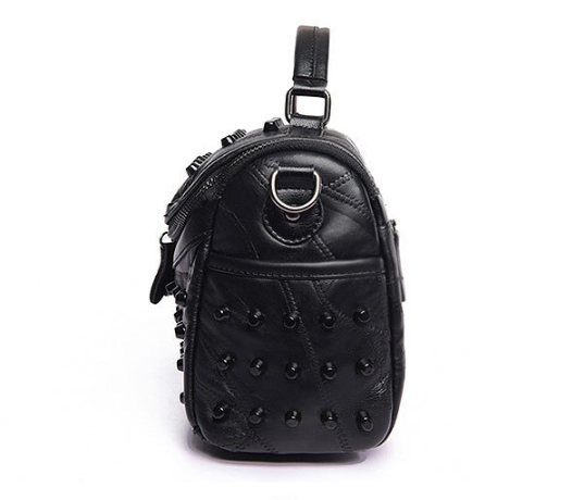 Women's Black Studded Handbag Soft Pu Leather Crossbody Shoulder Bag With Rivets Trendy Box Purse 22Cm For Travel Party Women's Bags & Handbags