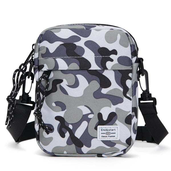 White Camouflage Mini Streetwear Oxford Cloth Crossbody Bag Ultra Light (200G) Fashion Sling Pack Fits 8 Inch Tablet Women's Bags & Handbags