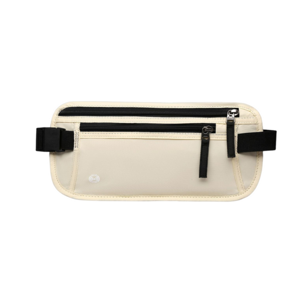 Beige Rfid Blocking Slim Anti Theft Fanny Pack For Outdoor Travel Hidden Money Belt Passport Documents & Cash Waist Packs & Bags