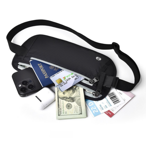 Beige Rfid Blocking Slim Anti Theft Fanny Pack For Outdoor Travel Hidden Money Belt Passport Documents & Cash Waist Packs & Bags