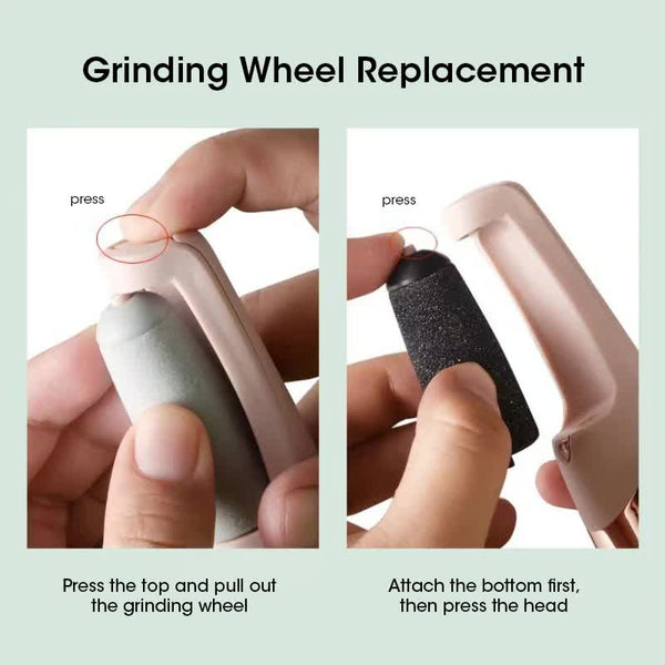 White Wireless Electric Foot Grinder With Two Heads Automatic Pedicure Tool For Removing Callus And Dead Skin Portable Small Handheld Design & Usb Rec