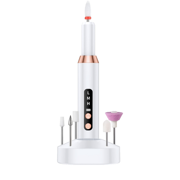 White Cordless Electric Nail Drill Kit Portable Manicure Pedicure Polisher With 12 Bits Electric Files & Tools