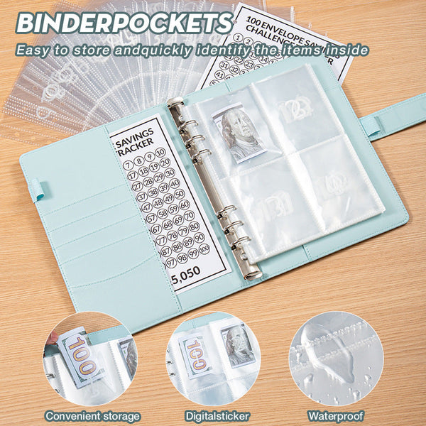 White 100 Envelope Savings Challenge Binder A5 Budget Planner & Money Organizer With Zipper Pockets Perfect For Couples Families School Supplies
