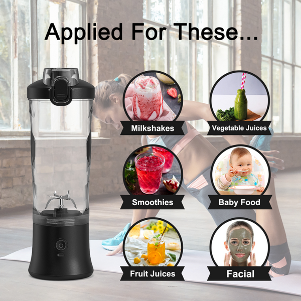 Green Blender 600Ml Personal Smoothie Maker Usb Rechargeable Juicer Cup With Stainless Steel Blades 4000Mah Battery For Gym Travel And Camping Juicers