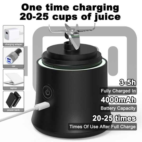 Green Blender 600Ml Personal Smoothie Maker Usb Rechargeable Juicer Cup With Stainless Steel Blades 4000Mah Battery For Gym Travel And Camping Juicers