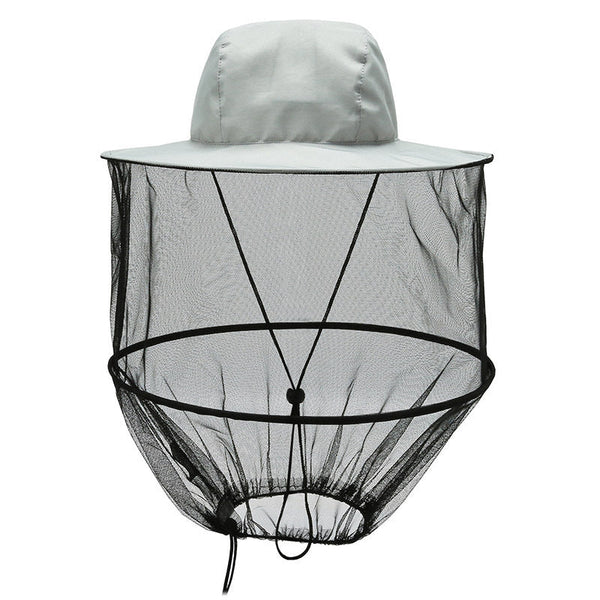 Grey Outdoor Fishing Hat With Mesh Head Net Sun Protection Bucket Cap Anti Mosquito Fly Guard For Gardening Hiking & Beekeeping Hats & Headwear